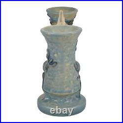 Roseville Magnolia Blue 1943 Vintage Art Pottery Ceramic Double Bud Vase 186-4