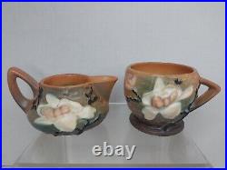 Roseville Magnolia Brown 1943 Art Pottery Ceramic Mug 3-3 / Creamer 4-C