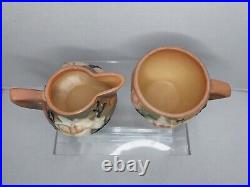 Roseville Magnolia Brown 1943 Art Pottery Ceramic Mug 3-3 / Creamer 4-C