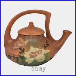 Roseville Magnolia Brown 1943 Mid Century Modern Art Pottery Ceramic Teapot 4