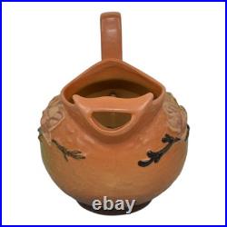 Roseville Magnolia Brown 1943 Vintage Art Pottery Ceramic Cider Pitcher 1327