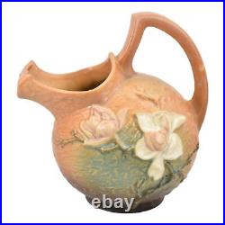 Roseville Magnolia Brown 1943 Vintage Art Pottery Ceramic Cider Pitcher 1327