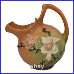 Roseville Magnolia Brown 1943 Vintage Art Pottery Ceramic Cider Pitcher 1327