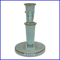 Roseville Moderne Green 1936 Vintage Art Deco Pottery Ceramic Candle Holder 1112