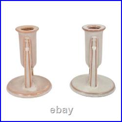 Roseville Moderne White 1936 Vintage Art Pottery Ceramic Candle Holders 1111-4