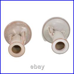 Roseville Moderne White 1936 Vintage Art Pottery Ceramic Candle Holders 1111-4