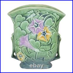 Roseville Morning Glory 1935 Vintage Art Pottery Green Ceramic Pillow Vase 120-7