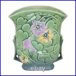 Roseville Morning Glory 1935 Vintage Art Pottery Green Ceramic Pillow Vase 120-7