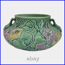 Roseville Morning Glory Green 1935 Vintage Art Pottery Ceramic Bowl Vase 268-4