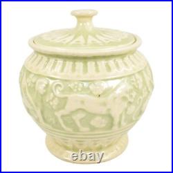 Roseville Old Ivory Ceramic Design 1916 Vintage Art Pottery Ceramic Covered Jar