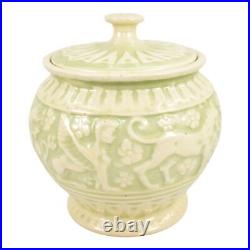 Roseville Old Ivory Ceramic Design 1916 Vintage Art Pottery Ceramic Covered Jar