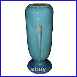 Roseville Orian Turquoise Blue 1935 Art Deco Pottery Tall Ceramic Vase 743-14