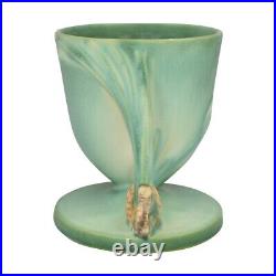 Roseville Pine Cone 1936 Vintage Art Pottery Green Ceramic Cornucopia Vase 124-5