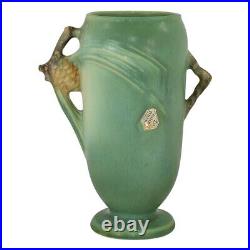Roseville Pine Cone 1936 Vintage Art Pottery Green Ceramic Vase 748-6