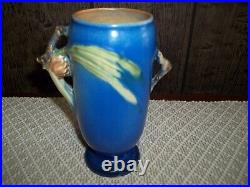 Roseville Pine Cone Blue 1936 Vintage Art Pottery Ceramic Flower Vase 748-6