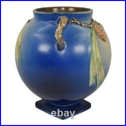 Roseville Pine Cone Blue 1936 Vintage Art Pottery Ceramic Pedestal Vase 745-7