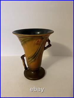 Roseville Pine Cone Brown 1936 Art Pottery Ceramic Vase 906-6 Vintage