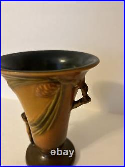 Roseville Pine Cone Brown 1936 Art Pottery Ceramic Vase 906-6 Vintage