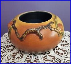 Roseville Pine Cone Brown 1936 Vintage Art Pottery Ceramic Bowl 278-4