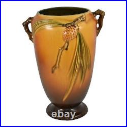 Roseville Pine Cone Brown 1936 Vintage Art Pottery Ceramic Flower Vase 709-10