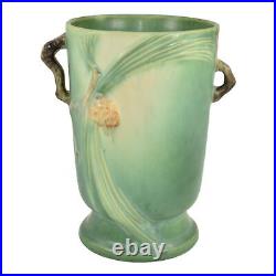 Roseville Pine Cone Green 1936 Vintage Art Pottery Ceramic Flower Vase 704-7