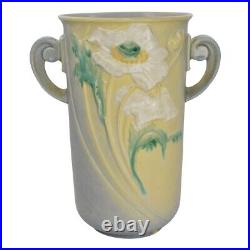 Roseville Poppy 1938 Vintage Art Deco Pottery Gray Tall Ceramic Vase 877-12