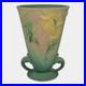 Roseville Poppy Green 1938 Vintage Art Pottery Ceramic Handled Vase 866-6