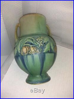 Roseville Pottery Baneda Green Art-Deco Ceramic Double-Handled Vase