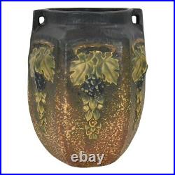 Roseville Pottery Experimental Arts And Crafts Brown Black Grapes Ceramic Vase