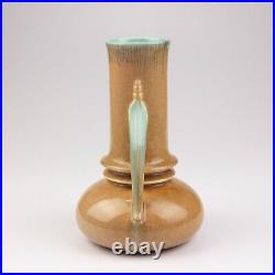 Roseville Pottery Orian Vase, Shape 735-7, Tan/Turquoise