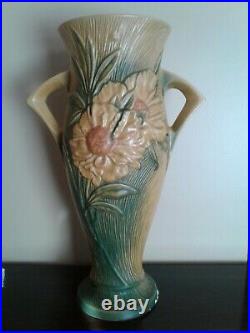 Roseville Pottery Peony Yellow Gold and Green Ceramic Floor Vase 70-18