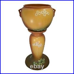 Roseville Primrose Tan 1936 Art Deco Pottery Ceramic Jardiniere Pedestal 634-10