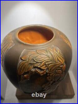 Roseville Rosecraft Panel Brown 1926 Art Pottery Ceramic Vase 293-8 Collectible