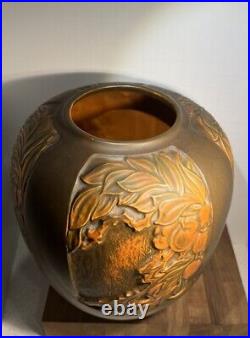 Roseville Rosecraft Panel Brown 1926 Art Pottery Ceramic Vase 293-8 Collectible
