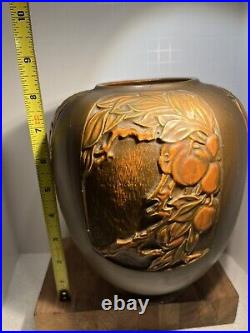 Roseville Rosecraft Panel Brown 1926 Art Pottery Ceramic Vase 293-8 Collectible