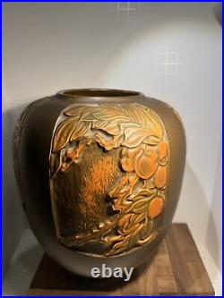 Roseville Rosecraft Panel Brown 1926 Art Pottery Ceramic Vase 293-8 Collectible