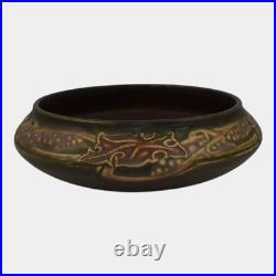 Roseville Rosecraft Vintage Brown 1925 Vintage Art Pottery Ceramic Low Bowl