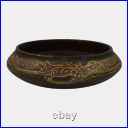 Roseville Rosecraft Vintage Brown 1925 Vintage Art Pottery Ceramic Low Bowl