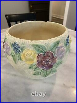 Roseville Rozane 1917 Art Pottery Ivory Ceramic Jardiniere and Pedestal 588-10