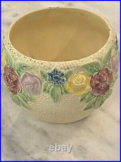 Roseville Rozane 1917 Art Pottery Ivory Ceramic Jardiniere and Pedestal 588-10