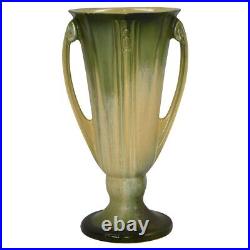 Roseville Russco Green 1934 Vintage Art Deco Pottery Handled Ceramic Vase 696-8