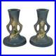 Roseville Snowberry Blue 1947 Vintage Art Pottery Ceramic Candle Holders 1CS2