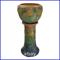 Roseville Sunflower 1930 Vintage Art Pottery Ceramic Jardiniere Pedestal 619