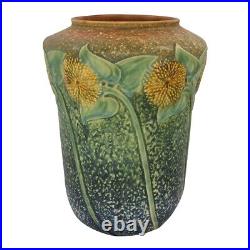 Roseville Sunflower 1930 Vintage Arts And Crafts Pottery Ceramic Vase 492-10