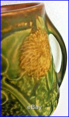 Roseville Sunflower Art Pottery 5 1/8 Handled Vase Superb Condition Beauty