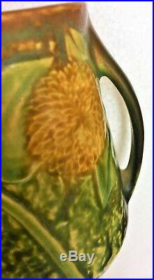 Roseville Sunflower Art Pottery 5 1/8 Handled Vase Superb Condition Beauty