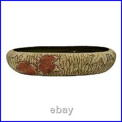 Roseville Sylvan 1920 Vintage Art Pottery Leaves Large Oval Ceramic Bowl