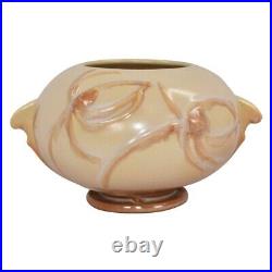 Roseville Teasel Ivory And Pink 1938 Vintage Art Deco Pottery Ceramic Bowl 342-4