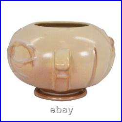 Roseville Teasel Ivory And Pink 1938 Vintage Art Deco Pottery Ceramic Bowl 342-4