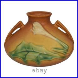 Roseville Thornapple Brown 1937 Art Deco Pottery Ceramic Squat Vase 808-4